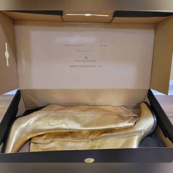 Marc Fisher LTD, Nalita Pointed Toe Western Boot, gold, size US 8.5 - Picture 13 of 13